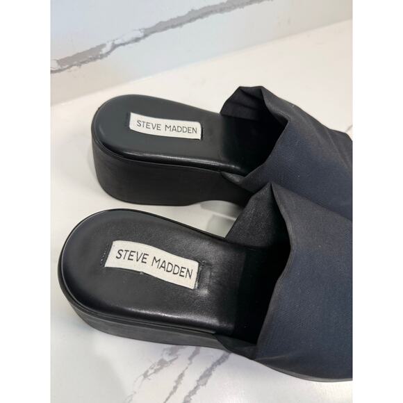 Steve Madden Platform Slip Ons Y2K Style Slides Shoes WOmen's Size 10 Black - Picture 4 of 8